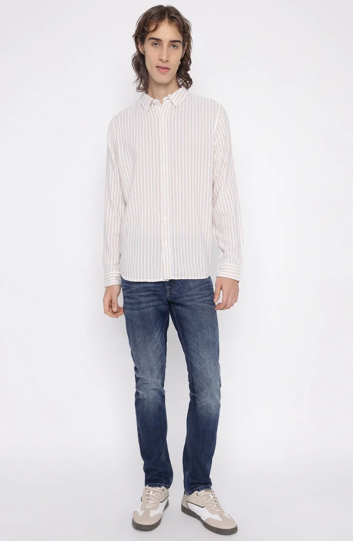 Guess Parker Erkek Bej Keten Karışımlı Gömlek M5YH16WHC20-F10M