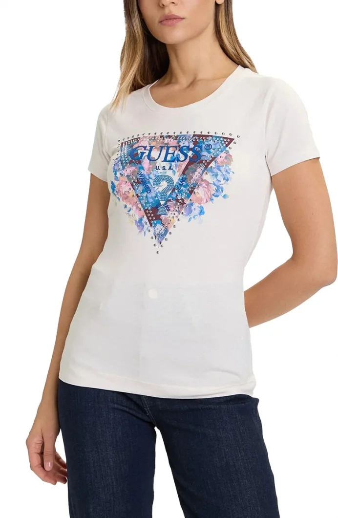 Guess Peony Kadın Bej Slim Fit T-Shirt W5BI29J1314-G9L9