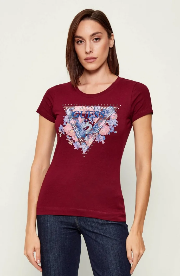 Guess Peony Kadın Bordo Slim Fit T-Shirt W5BI29J1314-G577