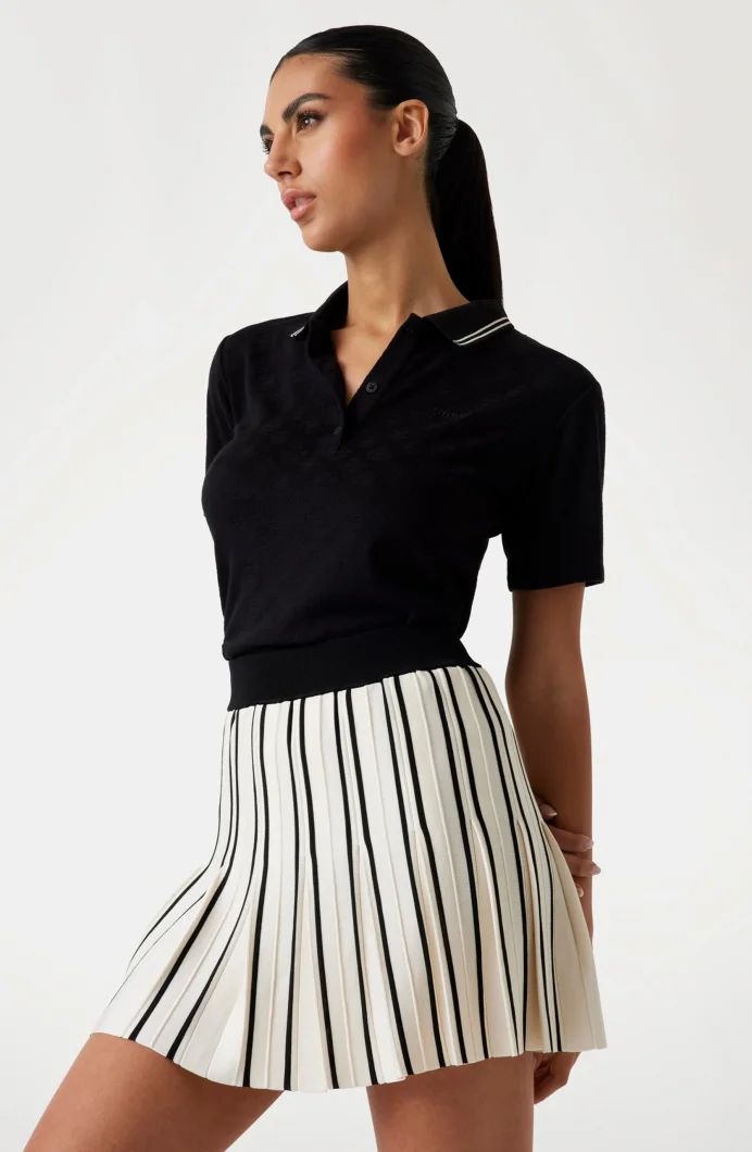 Guess Peony Kadın Siyah Aktif Slim Fit Polo T-Shirt V5YP01KCX12-FJ86