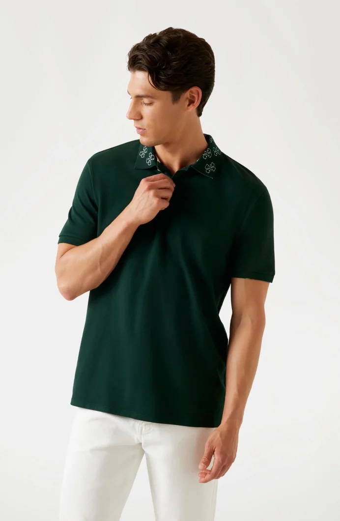 Guess Pique Erkek Yeşil Regular Fit Polo T-Shirt M5YP34KCJV1-G8U1