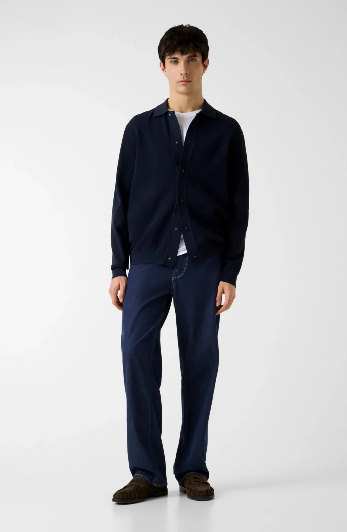 Guess Polo Düğmeli Teknik Erkek Siyah Hırka M6RR37Z5062-G7DC