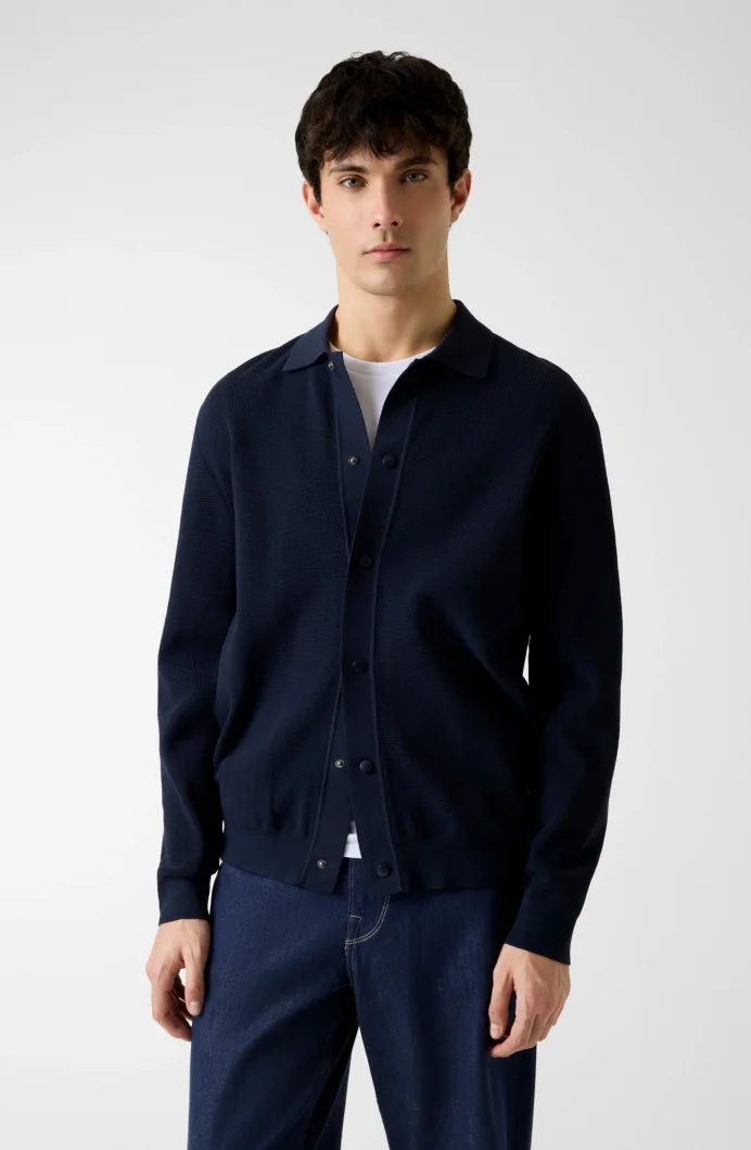 Guess Polo Düğmeli Teknik Erkek Siyah Hırka M6RR37Z5062-G7DC