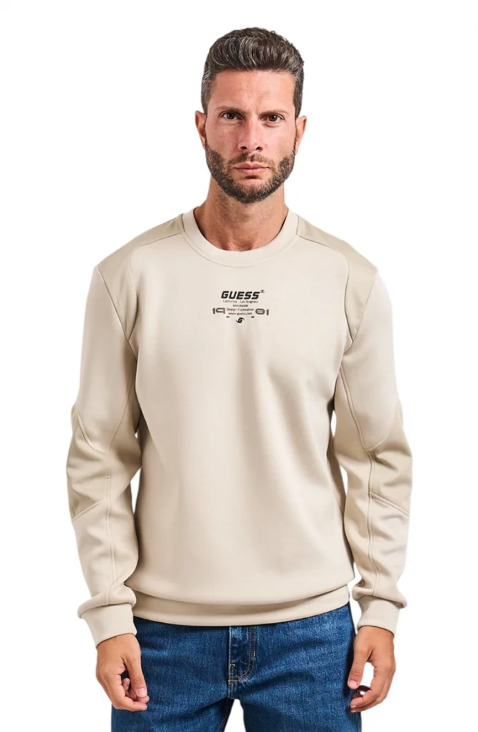 Guess Ryota Erkek Bej Aktif Scuba Sweatshirt Z5BQ00KCNS2-G9D0