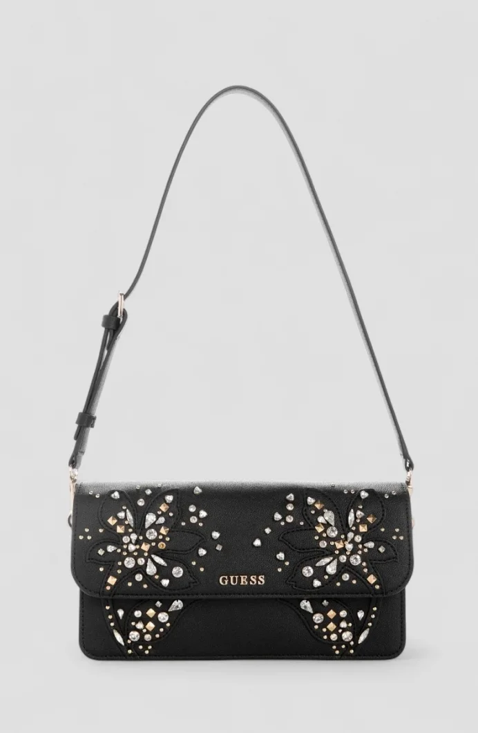 Guess Sadie Kapaklı Omuz Kadın Siyah Omuz Çantası HWEB8118190-BLA