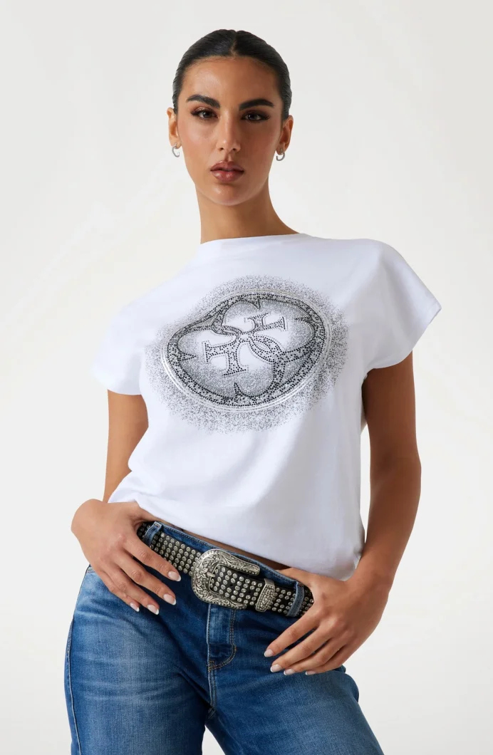 Guess Shaded Kadın Beyaz Slim Fit T-Shirt W5YI14I3Z14-G011