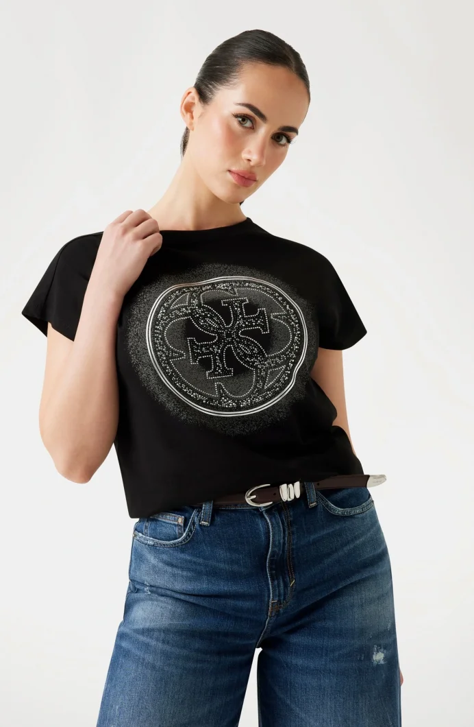 Guess Shaded Kadın Siyah Slim Fit T-Shirt W5YI14I3Z14-JBLK