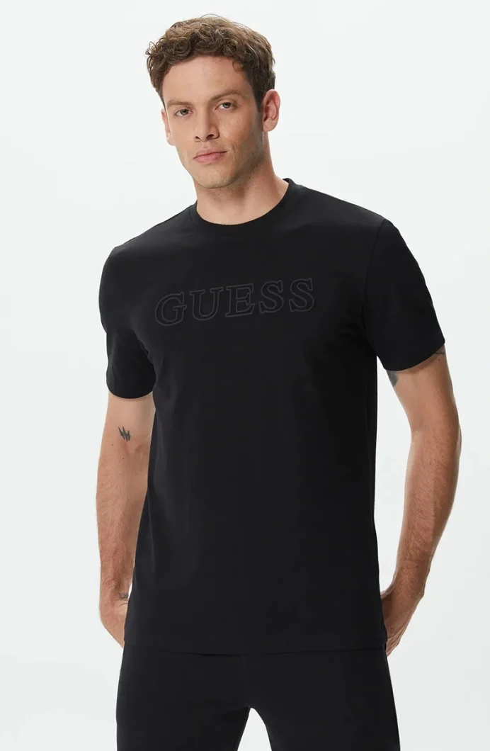Guess Alphy Erkek Siyah Aktif Regular Fit T-Shirt Z2YI11J1314-JBLK