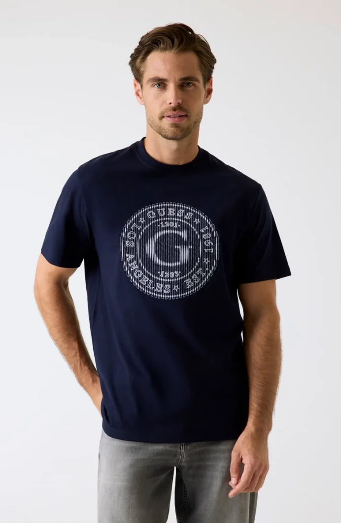 Guess Tee Erkek Lacivert Regular Fit T-Shirt M5BI15K8FQ4-G7V2