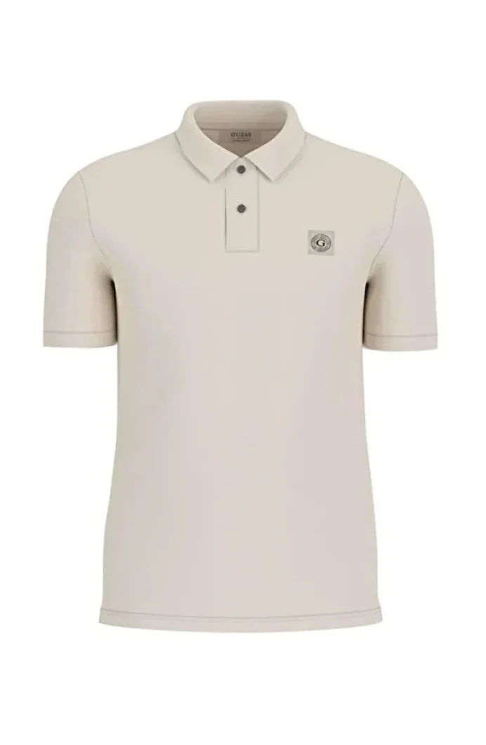 Guess Washed Erkek Krem Slim Fit Polo T-Shirt M2YP24KC9T1-G1CV