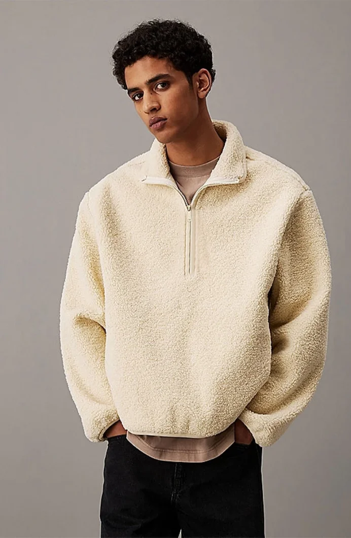 Calvin Klein HALF ZIP SHERPA Erkek BEJ Ceket J30J326679-ACX