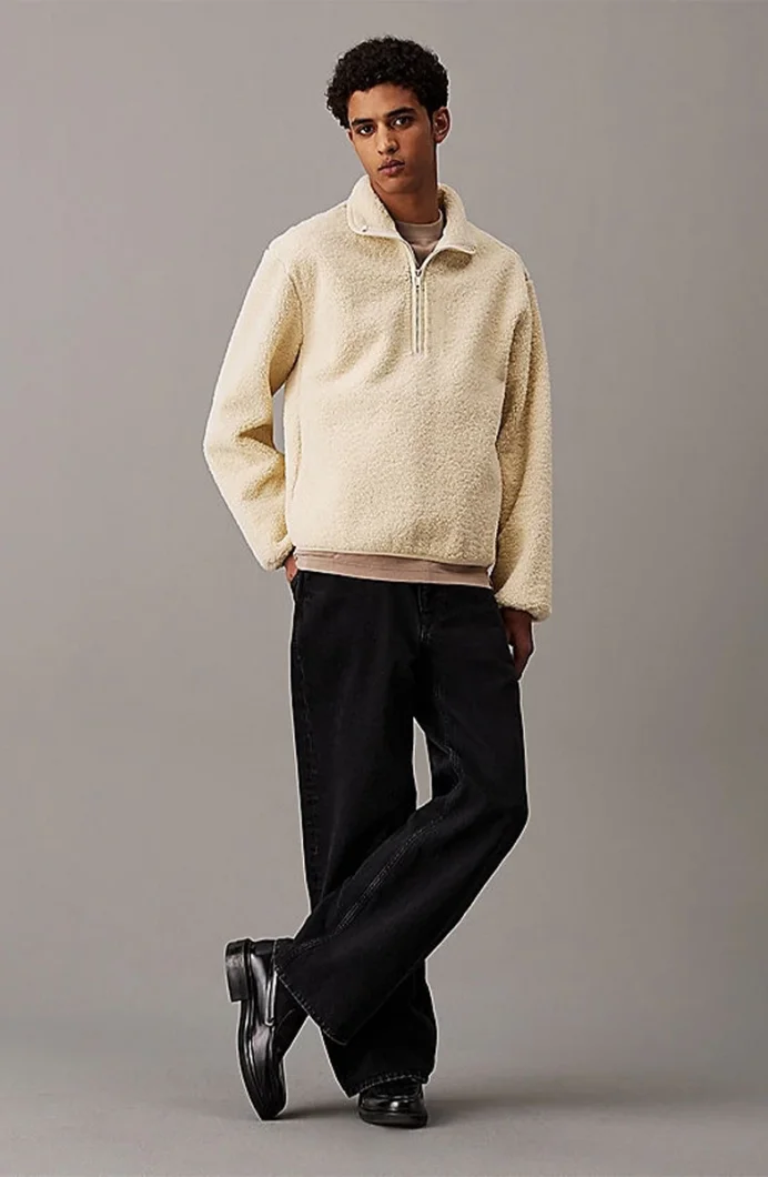 Calvin Klein HALF ZIP SHERPA Erkek BEJ Ceket J30J326679-ACX