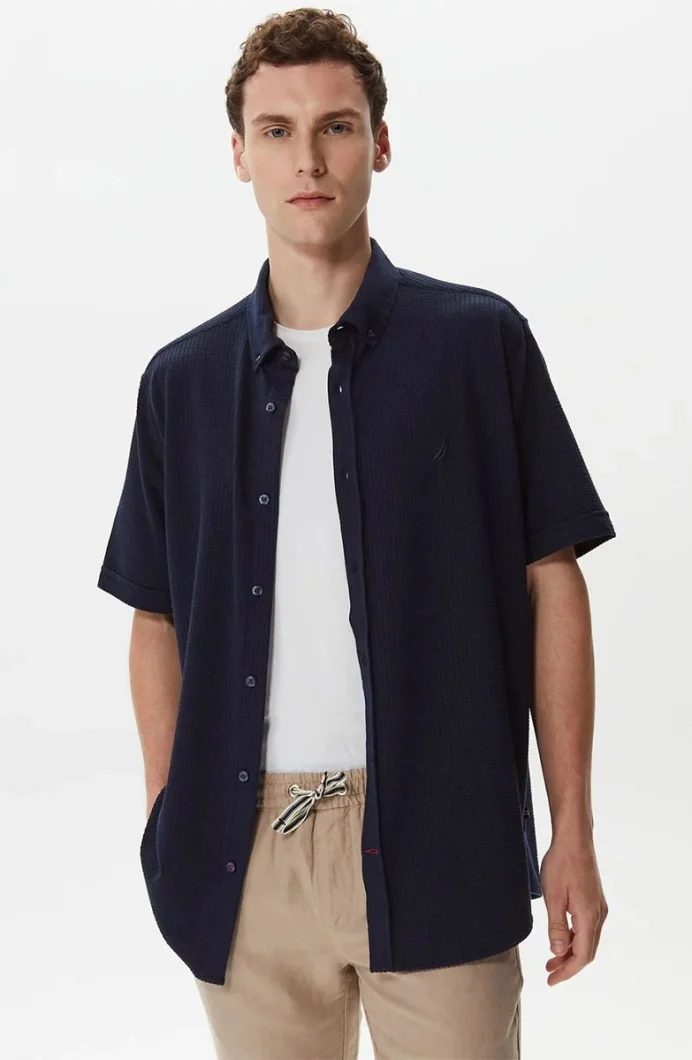 Nautica Nautica Erkek Lacivert Classic fit Kısa Kollu Gömlek Erkek Lacivert Gömlek W35416T.4NV