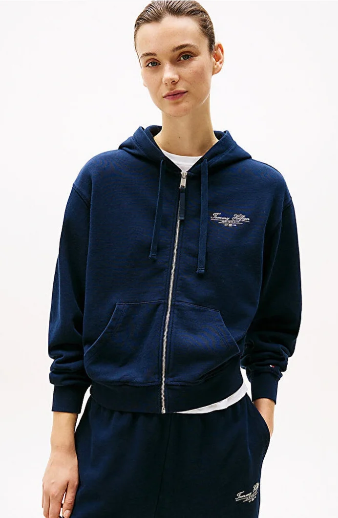 Tommy Hilfiger REG SCRIPT ZIP HOODIE Kadın  Eşofman Üstü WW0WW44632C1G