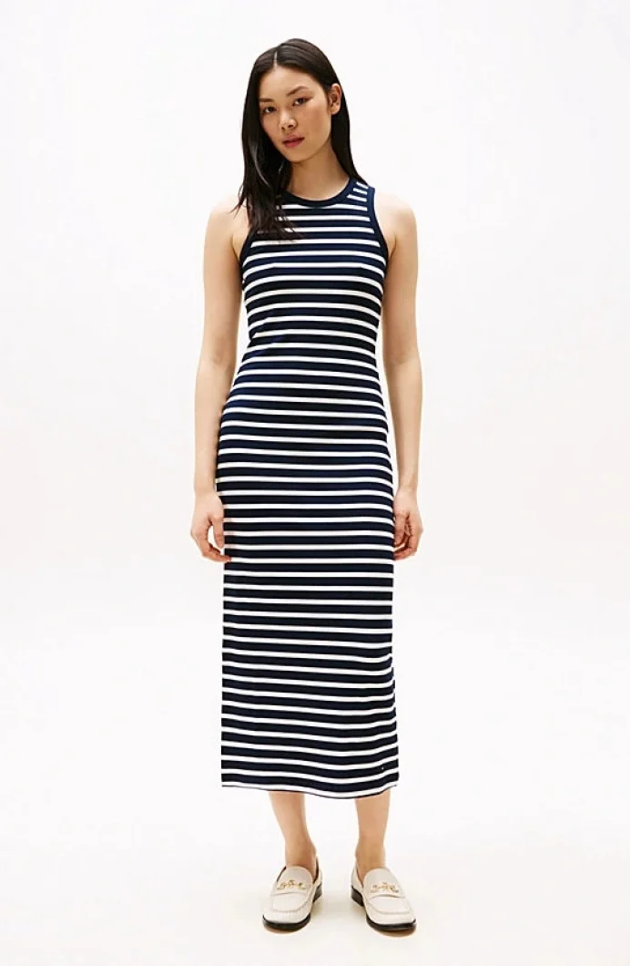 Tommy Hilfiger SLIM 5X2 RIB MIDI DRESS NS Kadın  Elbise WW0WW388380X4