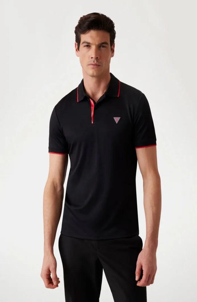 Guess New Tech Erkek Siyah Slim Fit Polo T-Shirt M4YP35KCBM0-JBLK