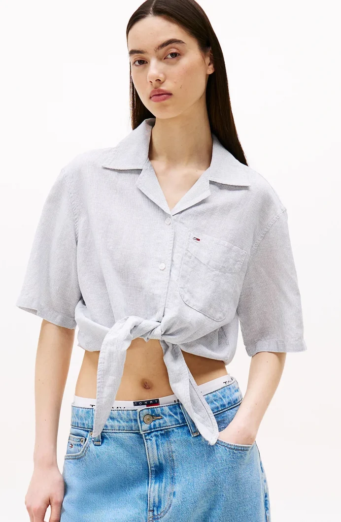 Tommy Hilfiger TJW CRP LINEN SS SHIRT Kadın Gömlek DW0DW202860A8