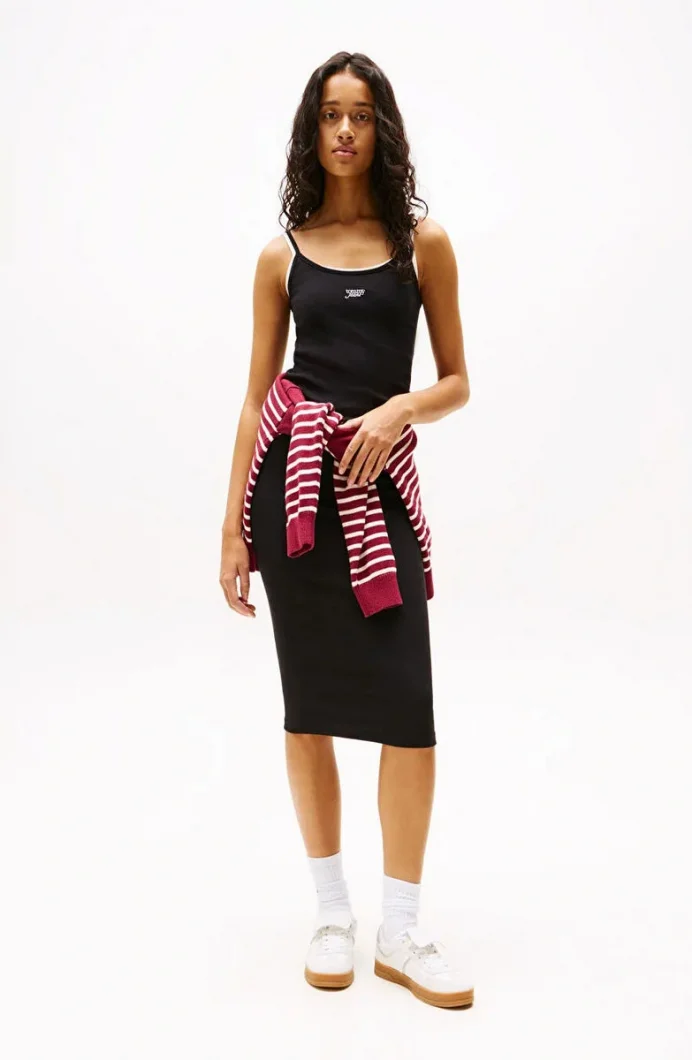 Tommy Hilfiger TJW SCRIPT STRAP MIDI DRESS EXT Kadın  Elbise DW0DW20330BDS