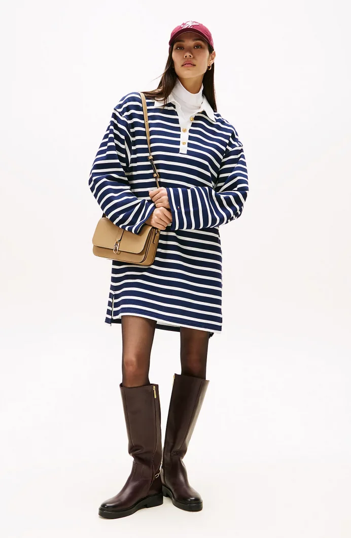 Tommy Hilfiger Altın Düğmeli Rugby Penye Kadın Elbise WW0WW483920Y7