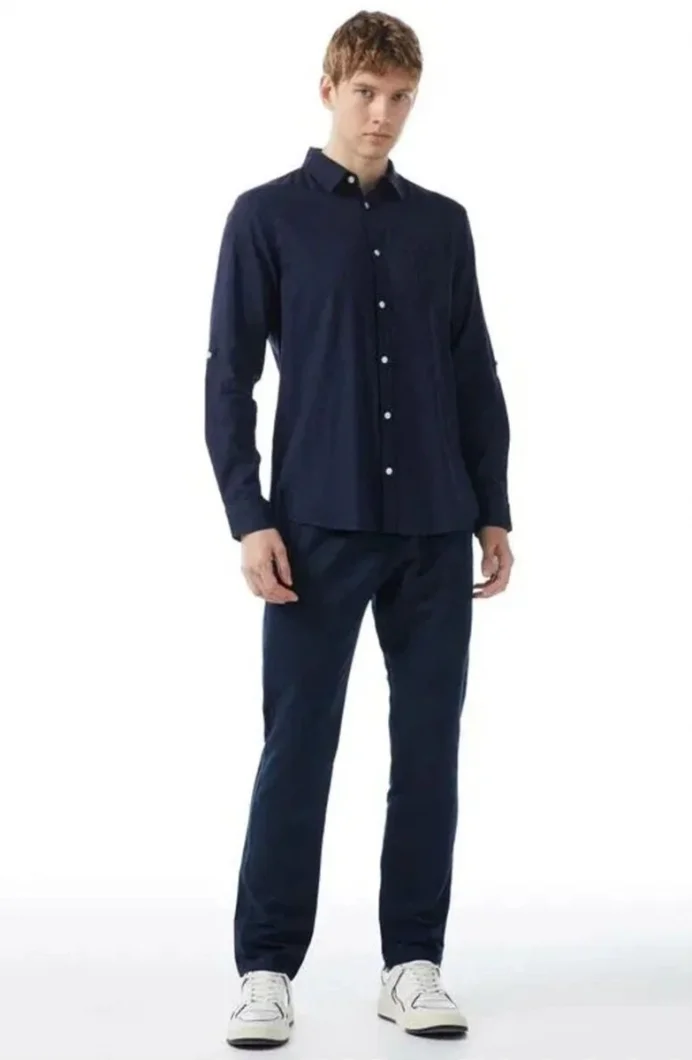 Tommy Hilfiger CHINO HARLEM PO DRWS CO LINEN Erkek Lacivert Pantolon MW0MW34533C5J