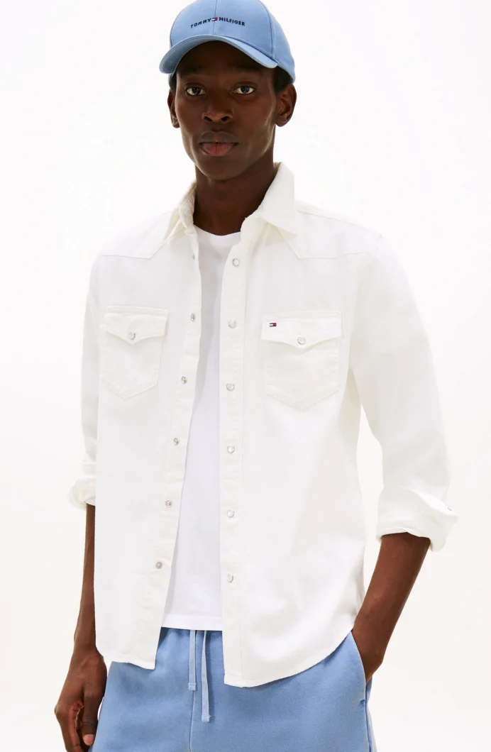 Tommy Hilfiger DENIM SHIRT GMD Erkek Beyaz Gömlek MW0MW40684YBL
