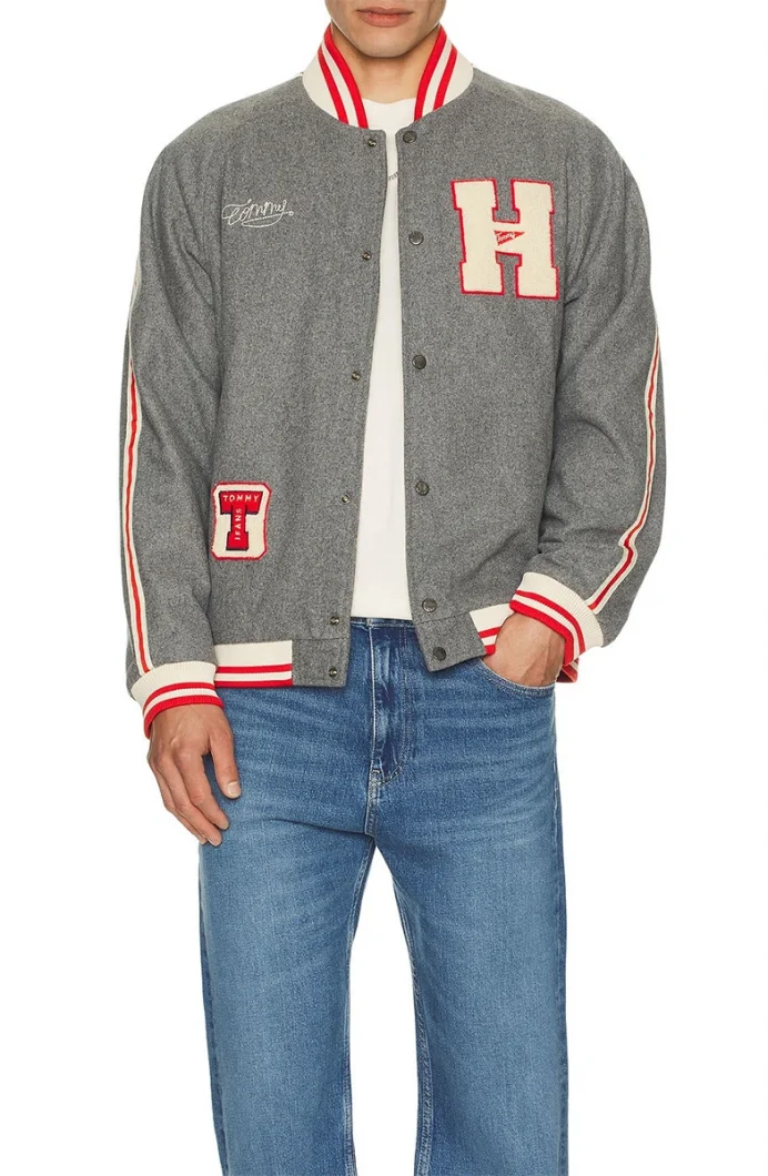 Tommy Hilfiger TJM WOOL VARSITY BOMBER Erkek gri Ceket DM0DM21268P0U