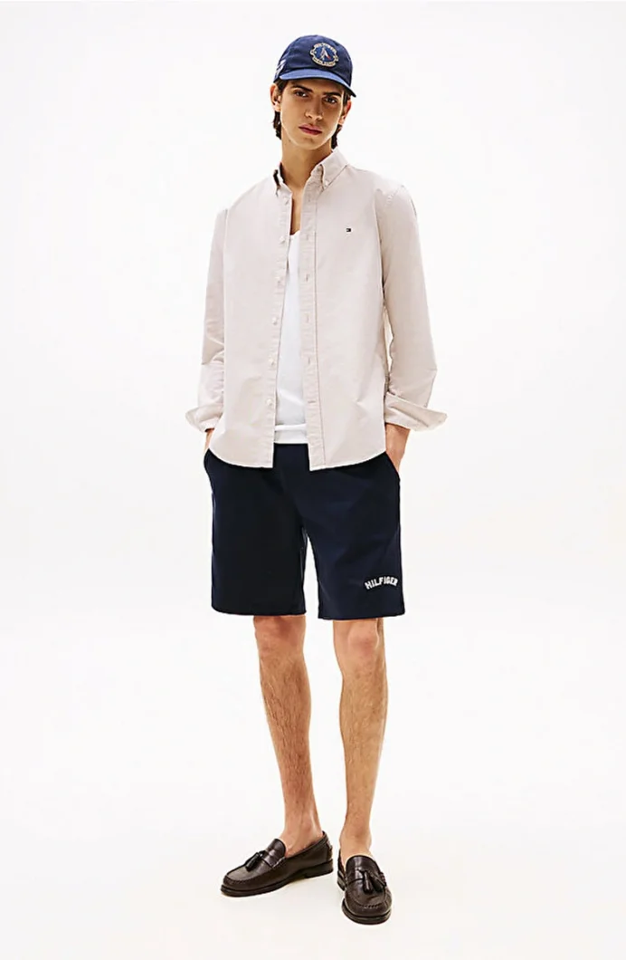 Tommy Hilfiger Erkek Normal Kesim Düz Renk Heritage Oxford Beyaz Gömlek MW0MW35774RBC