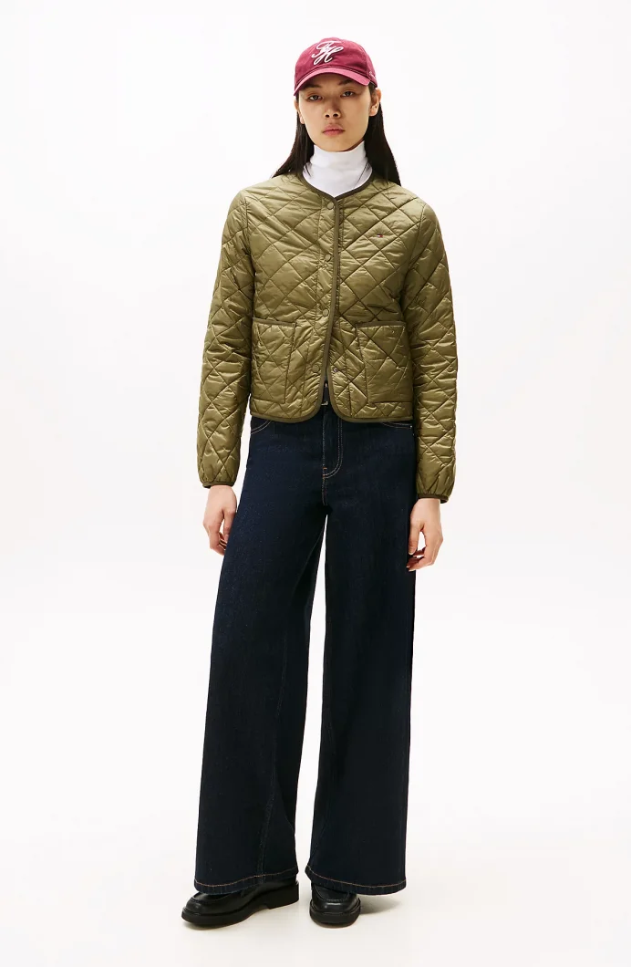 Tommy Hilfiger Hafif Dolgulu Normal Kesim Kapitone Kadın Yeşil Ceket WW0WW47290MSH