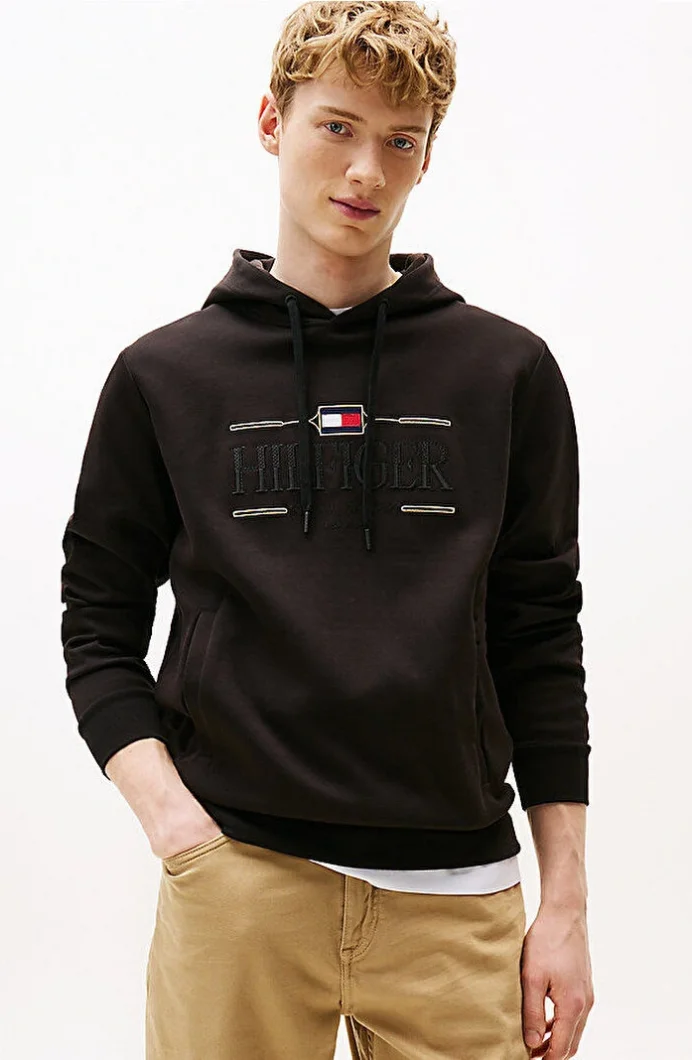 Tommy Hilfiger ICON HILFIGER HOODIE Erkek Siyah Sweatshirt MW0MW39586BDS