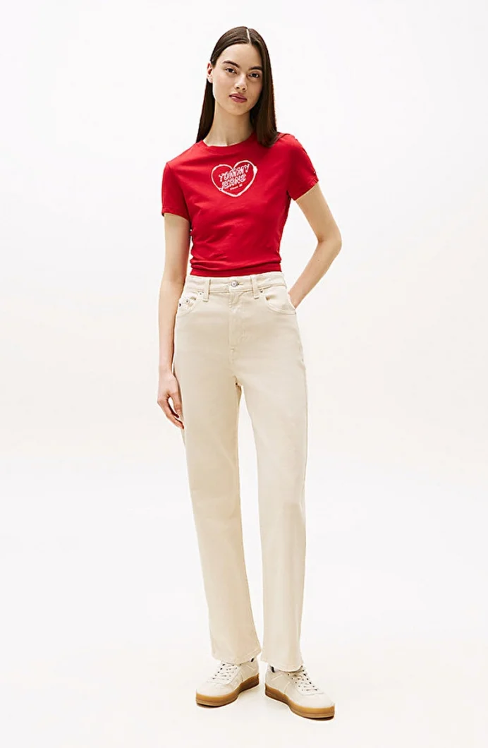 Tommy Hilfiger Kadın Layla Yüksek Bel Dar Paça Bej Pantolon DW0DW20997ACH