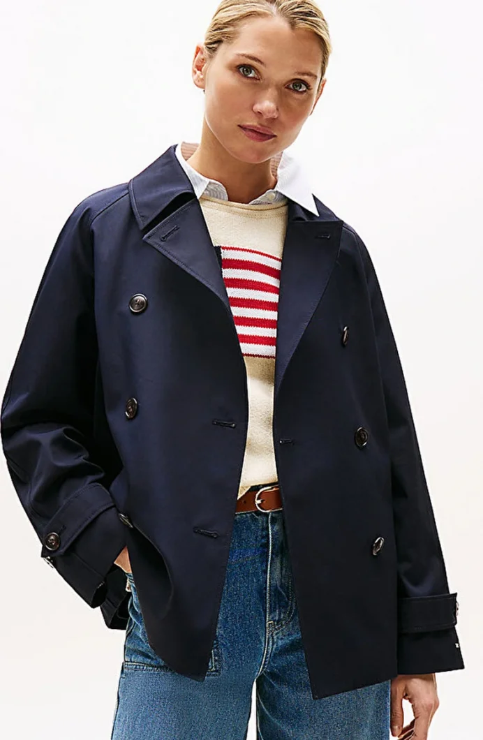 Tommy Hilfiger Kadın Pamuklu Normal Kesim Kısa Mavi Mont WW0WW45618DW5