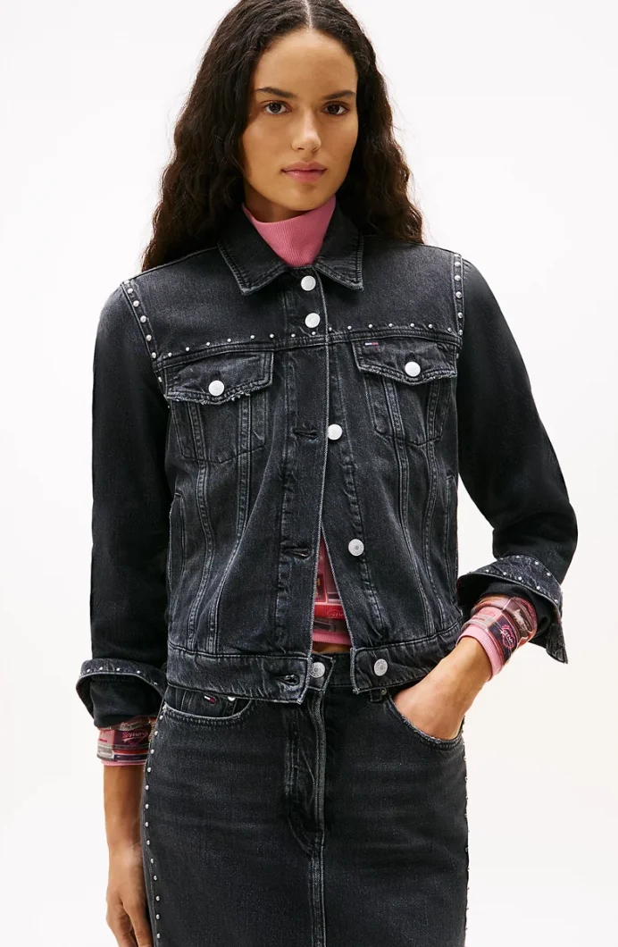 Tommy Hilfiger Klasik Trucker Kadın Siyah Ceket DW0DW215471BZ