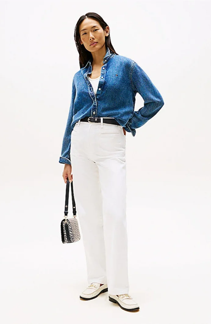 Tommy Hilfiger Lana Normal Kesim Denim Kadın Gömlek WW0WW472191A5