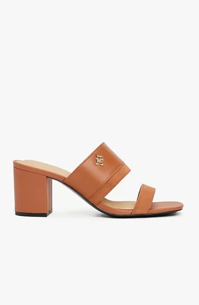 Tommy Hilfiger LEATHER & SUEDE BLOCK HEEL MULE Kadın Terlik FW0FW08530GPA