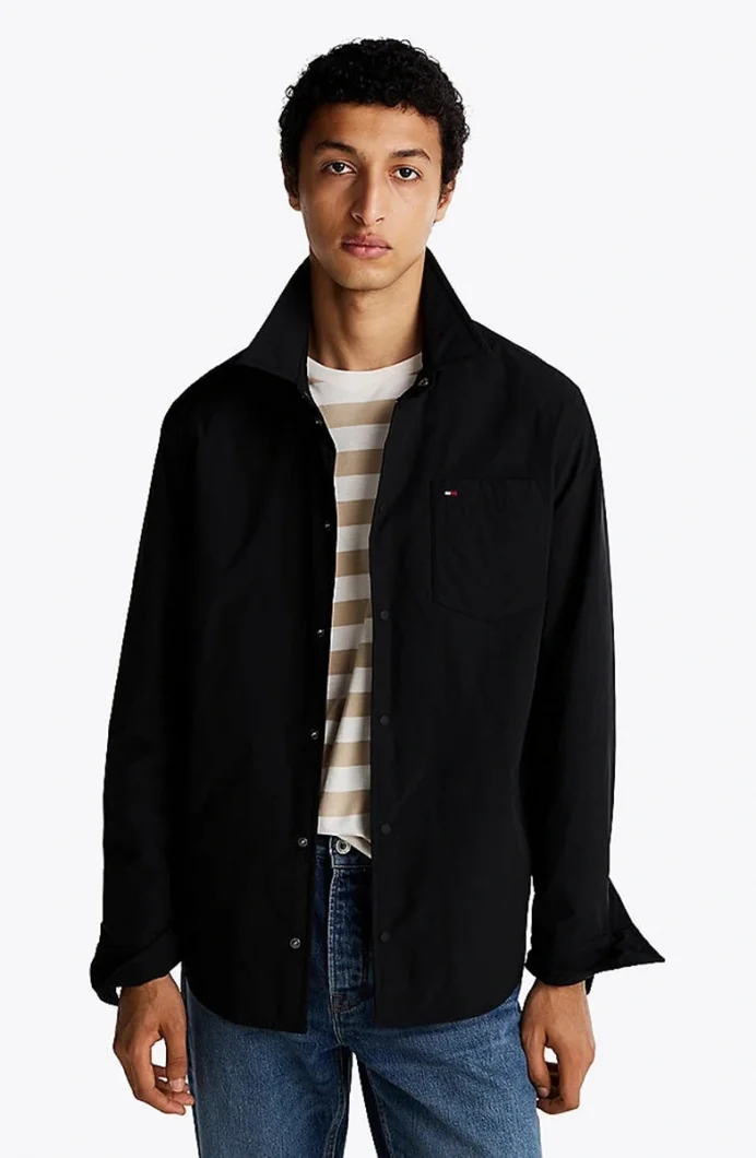 Tommy Hilfiger LW PACKABLE SHIRT JACKET Erkek Siyah Ceket MW0MW37629BDS