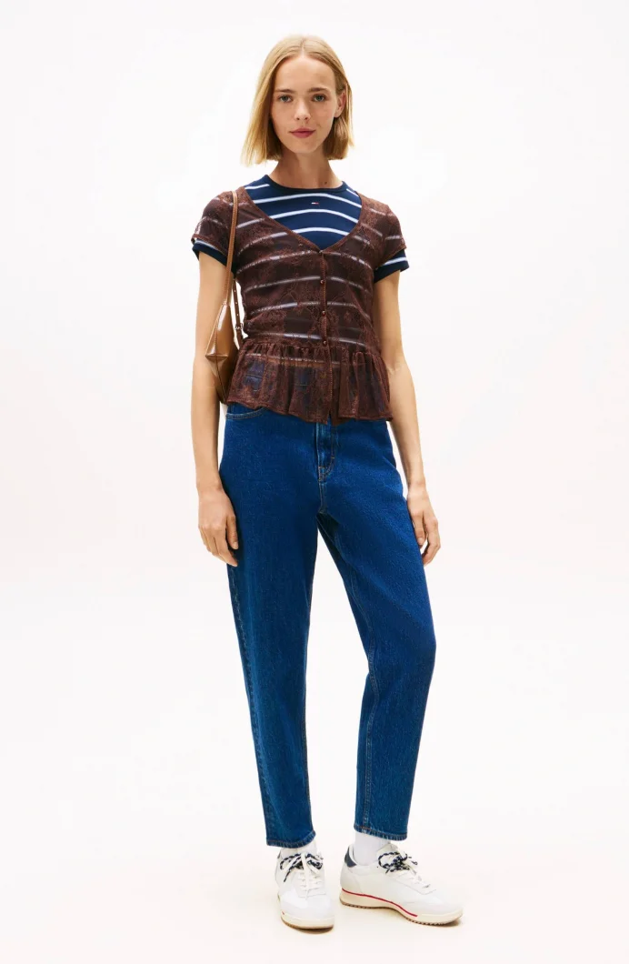 Tommy Hilfiger Mom Ultra Yüksek Bel Bileğe Doğru Daralan Kadın Mavi Jeans DW0DW219541BK