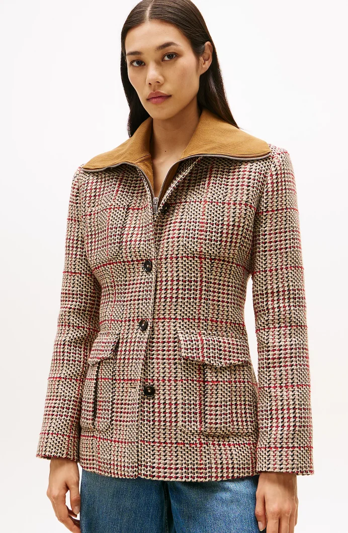 Tommy Hilfiger Sezonluk Dokulu Kadın Kadın Gri Blazer Ceket WW0WW466560OG