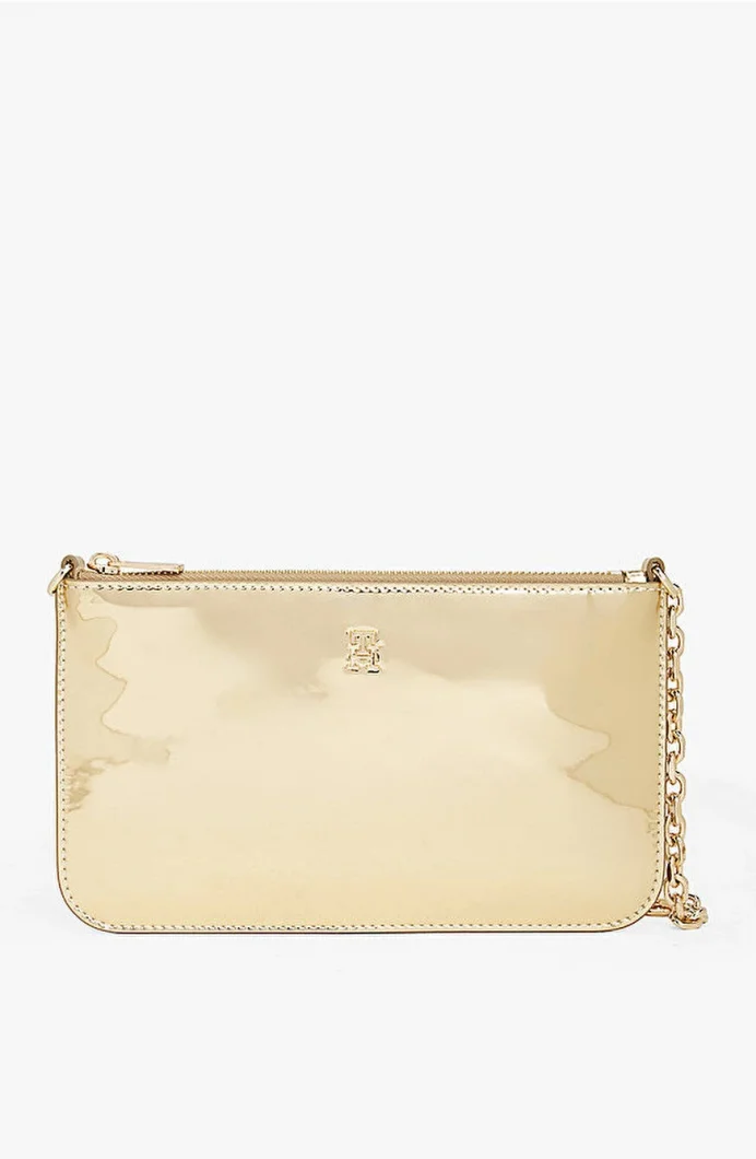 Tommy Hilfiger TH Icon Metalik Zincirli Omuz Kadın Gold Cüzdan AW0AW182190HS