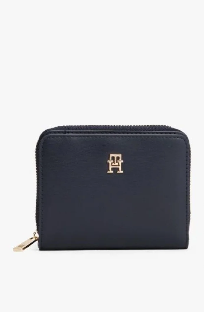 Tommy Hilfiger TH Icon Orta Boy Fermuarlı Kapaklı Kadın Mavi Cüzdan AW0AW17742DW6