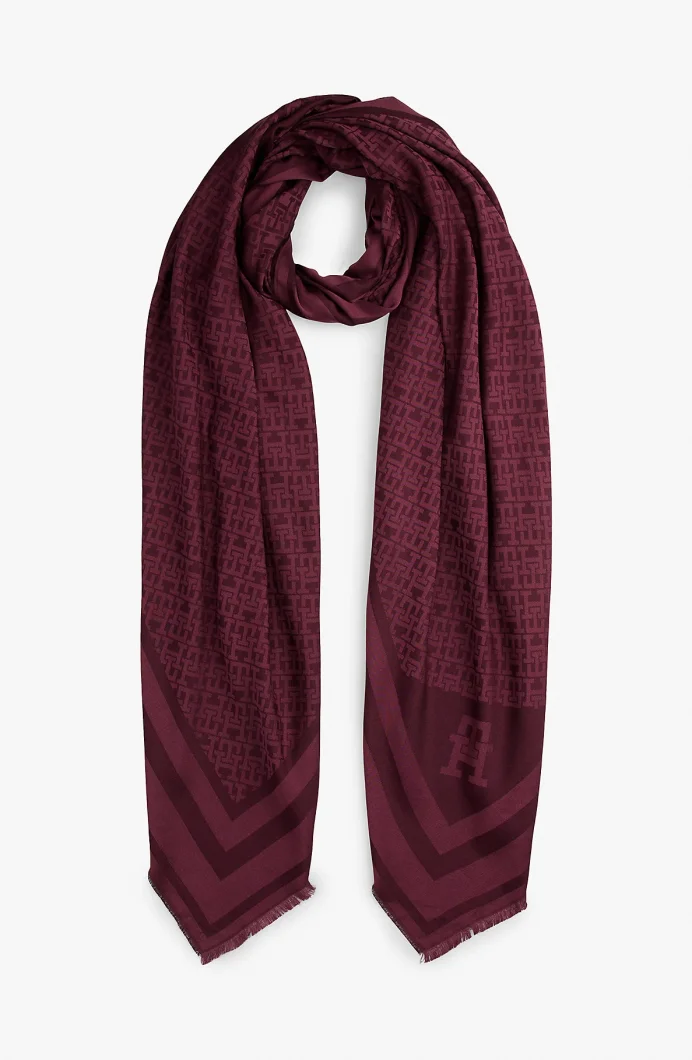 Tommy Hilfiger TH Monogram Kadın Kırmızı Şal AW0AW18273XI8