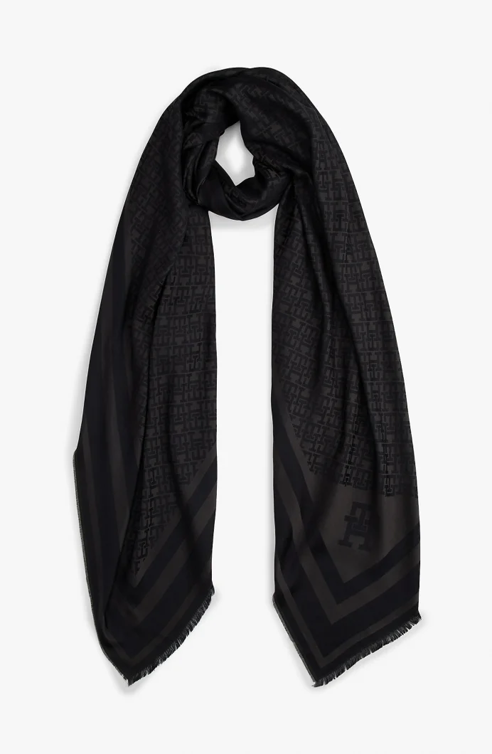 Tommy Hilfiger TH Monogram Kadın Siyah Şal AW0AW18273BDS