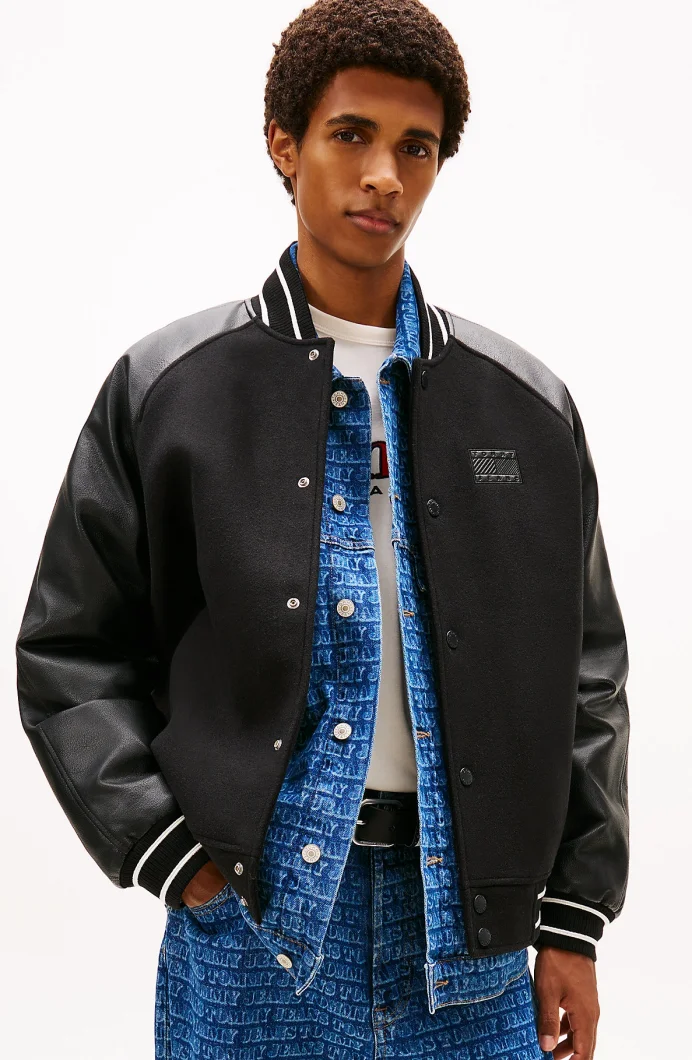 Tommy Hilfiger TJM Flag Kolej Stili Erkek Siyah Ceket DM0DM22439BDS