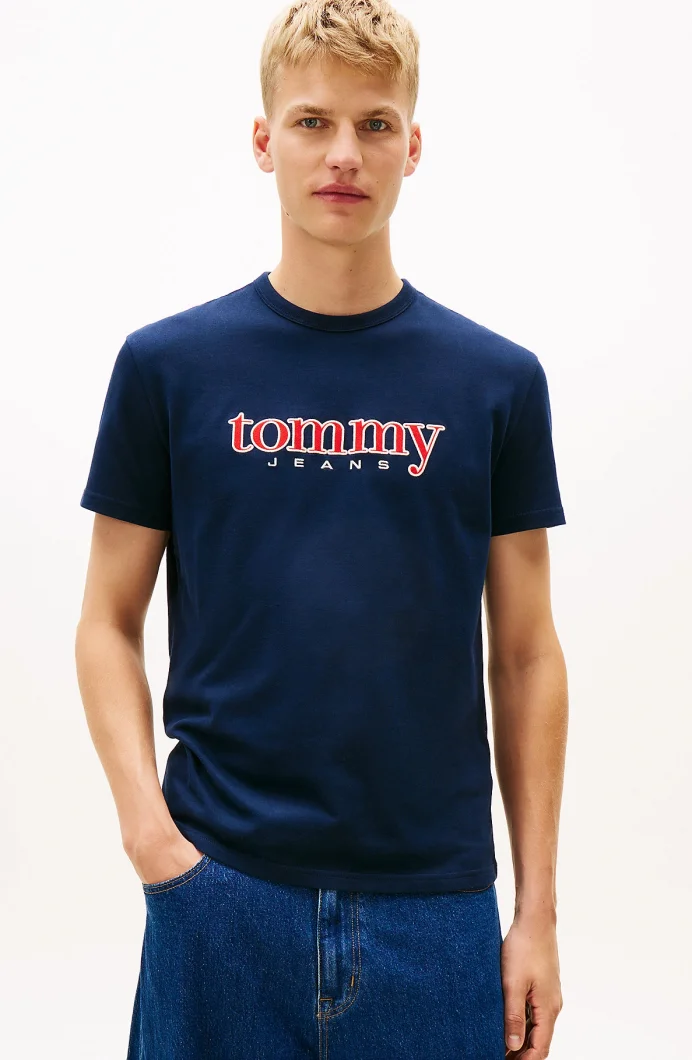 Tommy Hilfiger TJM Normal Kesim Aplikeli Grafik Baskılı Erkek Mavi T-shirt DM0DM22719C1G