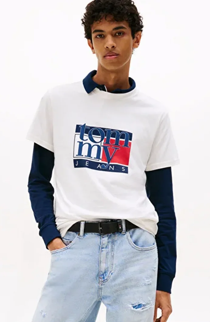 Tommy Hilfiger TJM Slim RWB Bayrak Desenli Erkek T-shirt DM0DM21977YBH