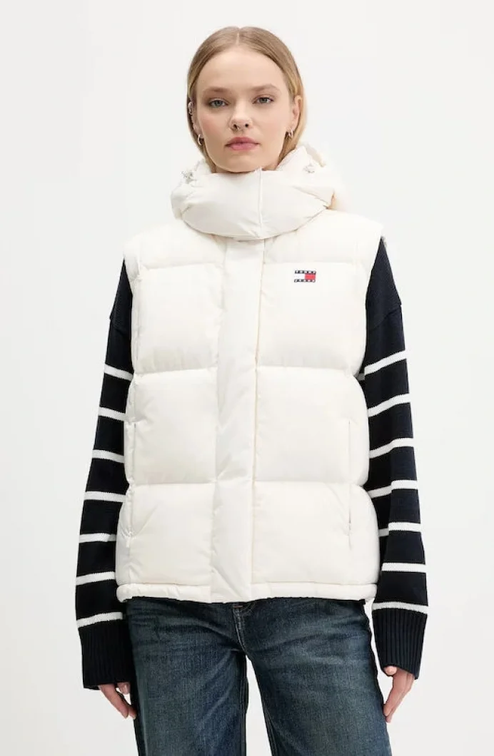 Tommy Hilfiger TJW Alaska Grid Kuş Tüyü Kadın Beyaz Yelek DW0DW21627YBH