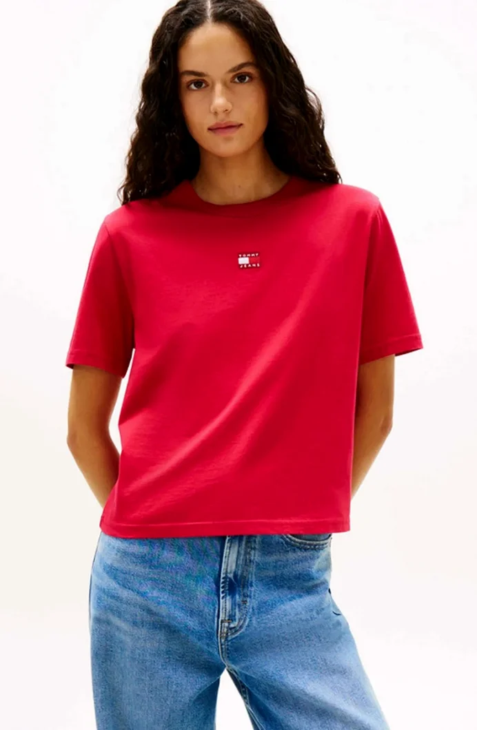 Tommy Hilfiger TJW Armalı Kutu Kesim Kadın Kırmızı T-shirt DW0DW22202XJP