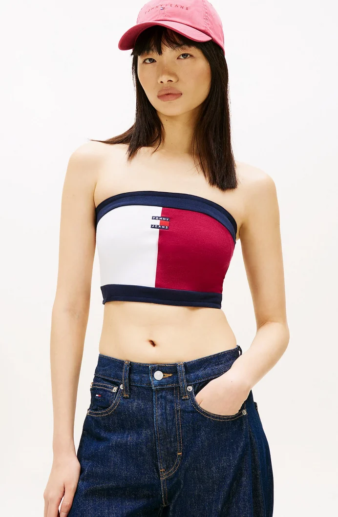 Tommy Hilfiger TJW Bayrak Amblemli Büstiyer Kadın Mor T-shirt DW0DW22637VLC