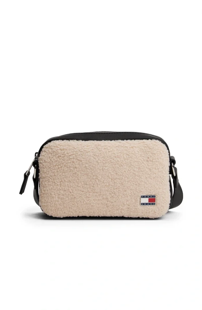 Tommy Hilfiger TJW Cool Kürk Dokulu Kamera Kadın Beyaz Çapraz Çanta AW0AW18010YBH