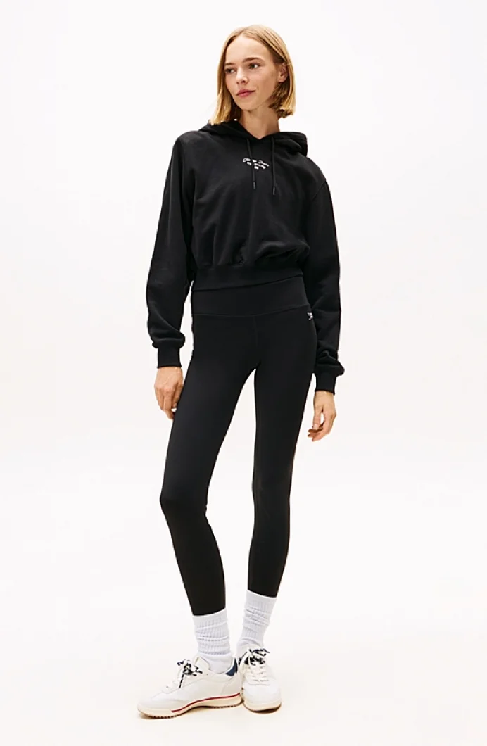 Tommy Hilfiger TJW Gümüş Rengi Yazı Baskılı Kadın Siyah Tayt DW0DW21830BDS