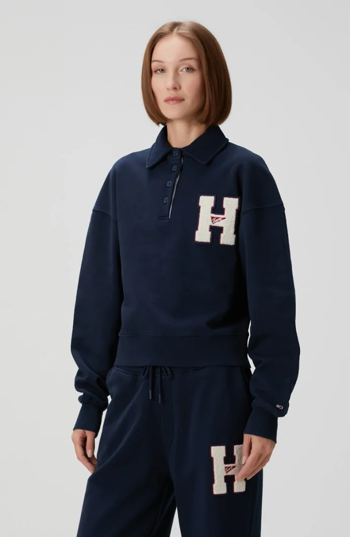 Tommy Hilfiger TJW H GRAPHIC HWK POLO Kadın mavi Sweatshirt DW0DW20537DYY